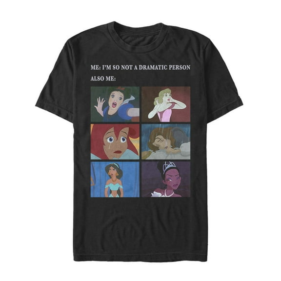 Men's Disney Princesses Dramatic Person Squares  Graphic Tee Black Large