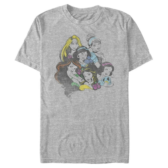 Men's Disney Princesses Group Bold Color Pop Graphic Tee Athletic Heather 2X Large