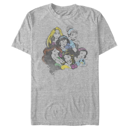 Men's Disney Princesses Group Bold Color Pop Graphic Tee Athletic Heather X Large
