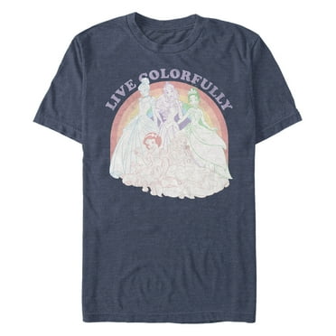 Men's Disney Princesses Live Colorfully Distressed  Graphic T-Shirt