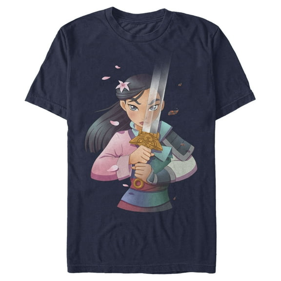 Men's Disney Princesses Mulan Anime Reflection  Graphic Tee Navy Blue X Large