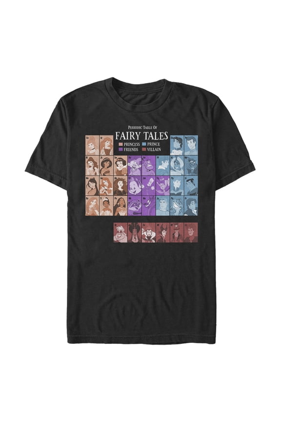 Men's Disney Princesses Periodic Table Graphic Tee Black 3X Large