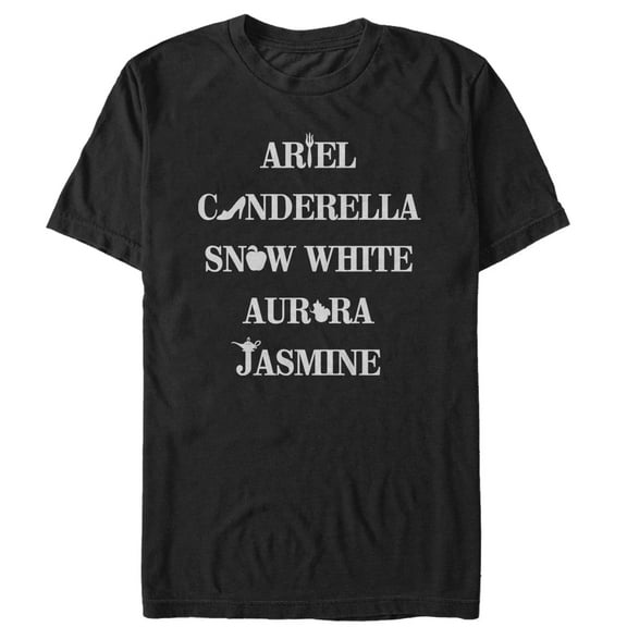 Men's Disney Princesses Rainbow Symbols  Graphic Tee Black X Large