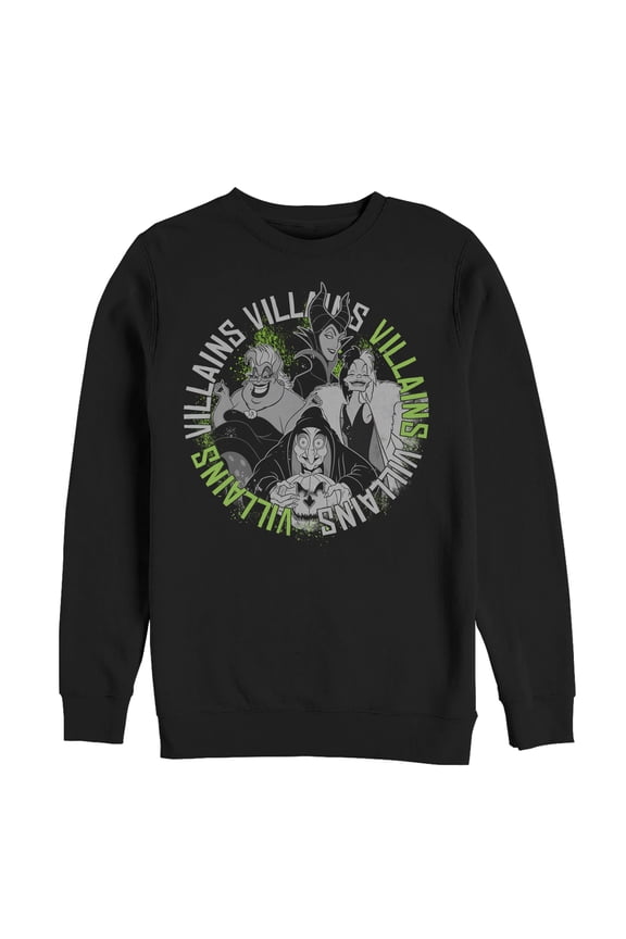 Men's Disney Princesses Wicked Witch Circle Sweatshirt Black Large