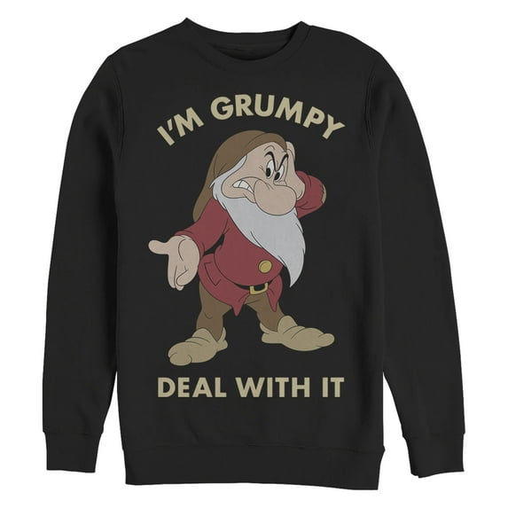 Men's Disney Snow White I'm Grumpy Deal With It Portrait Sweatshirt Color: Black Size: XXL