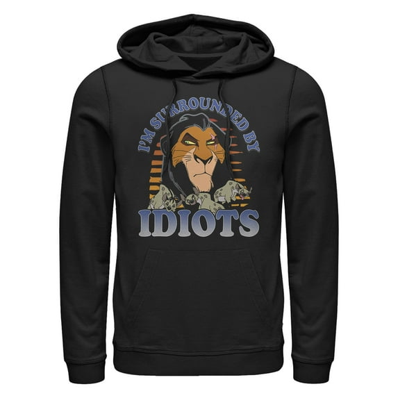 Men's Disney The Lion King Scar Surrounded By Idiots Sunset Poster Hoodie Color: Black Size: 3XL