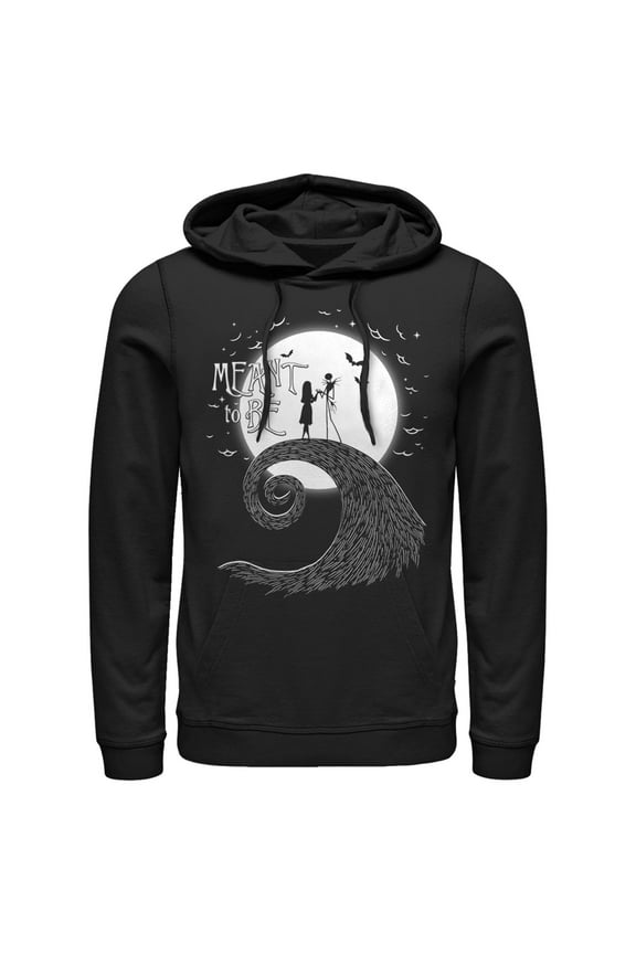 Men's The Nightmare Before Christmas Halloween Jack Skellington Sally Meant to Be Pull Over Hoodie Black Medium