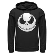 Mens The Nightmare Before Christmas Halloween Jack Skellington Big Face Pull Over Hoodie Black X Large