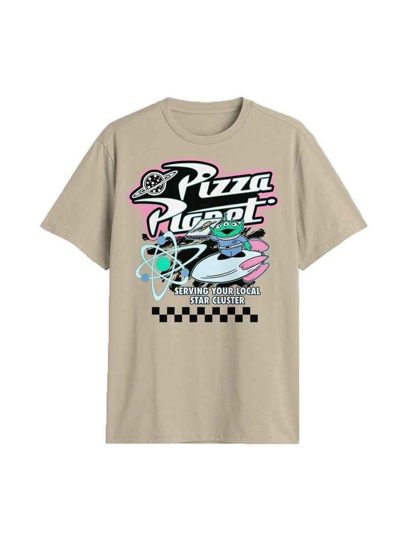 Men's Disney Toy Story Pizza Planet Beige Graphic T-Shirt - Small