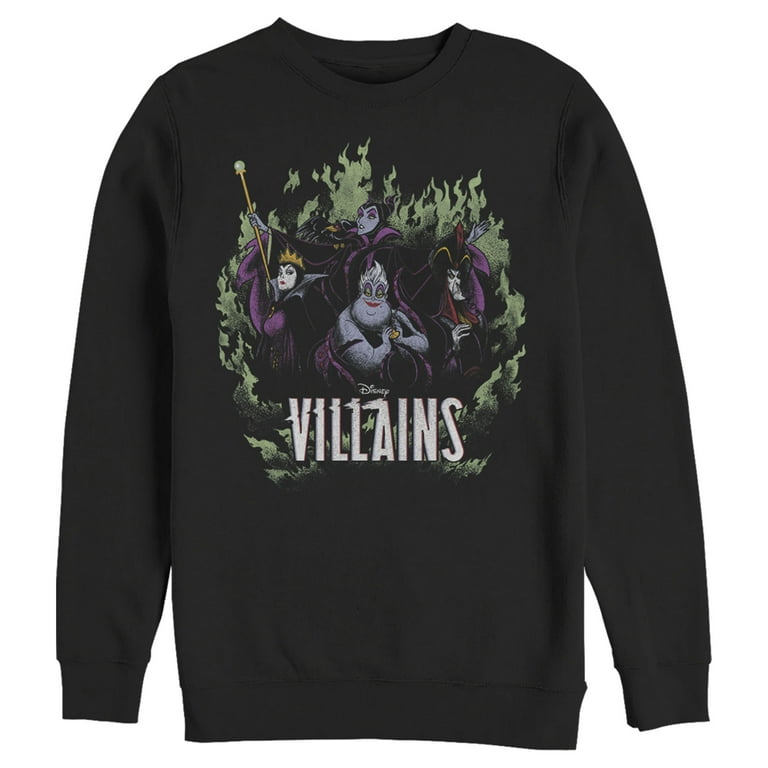 Men s Disney Villains in the Flames Sweatshirt Black Small Walmart