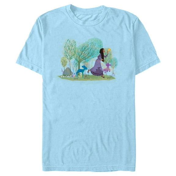 Men's Disney Wish Asha Nature Scene  T-Shirt - Light Blue - 2X Large
