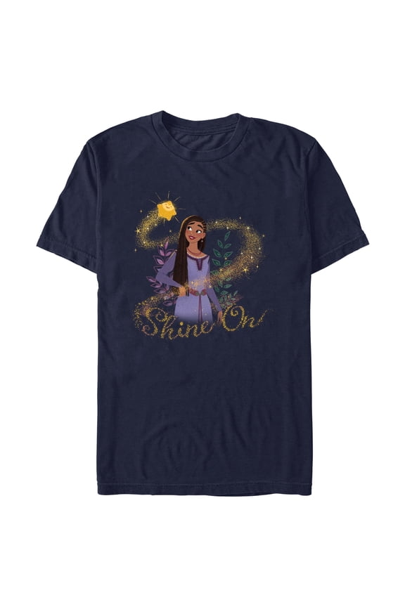 Men's Disney Wish Asha Shine On T-Shirt - Navy Blue - 3X Large