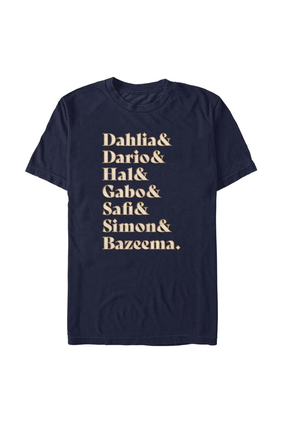 Men's Disney Wish Character Name Stack T-Shirt - Navy Blue - X Large