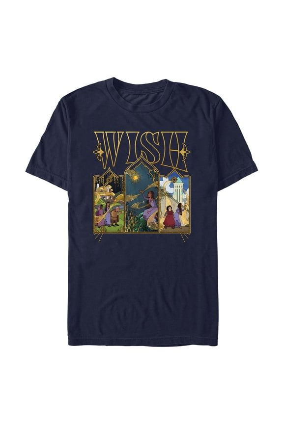 Men's Disney Wish Stained Glass Scenes  T-Shirt - Navy Blue - Small