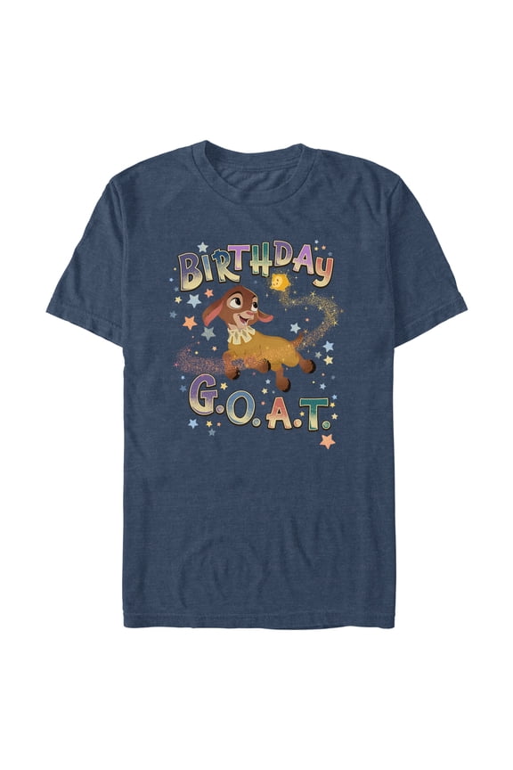 Men's Disney Wish Valentino Birthday G.O.A.T. T-Shirt - Navy Blue Heather - Medium
