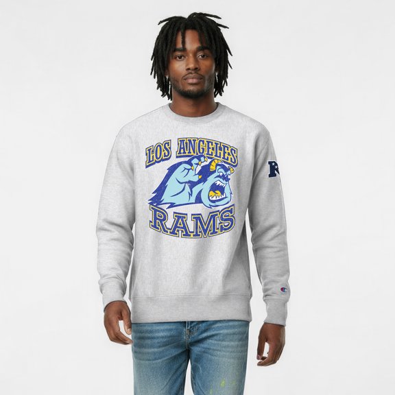 Men's Disney x Champion Heather Gray Los Angeles Rams Sulley Reverse Weave Sweatshirt