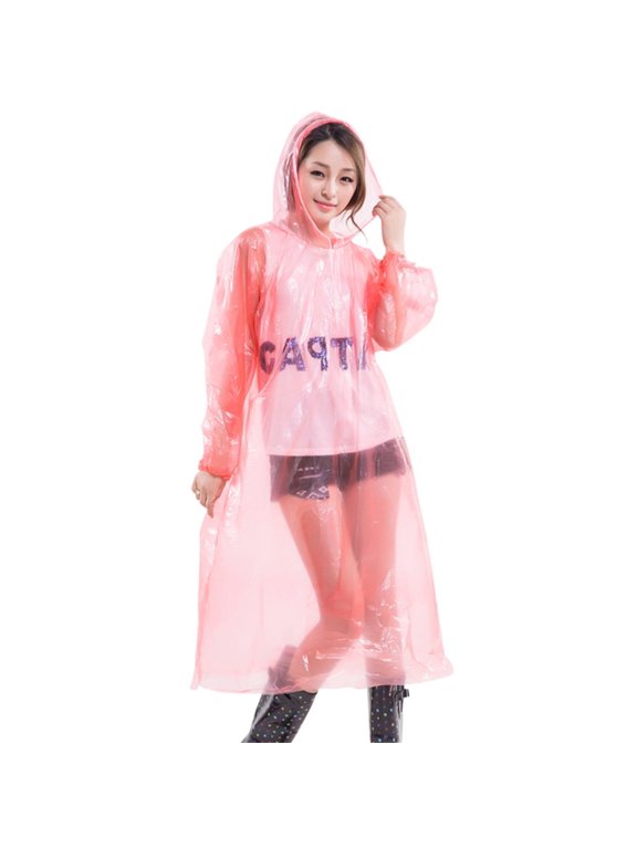 Men's Disposable Thickened Transparent Raincoat - Full Body Coverage, Portable Card-Size, Lightweight for Hiking, Travel & Outdoor Emergencies, Adult Pullover Style with Hood, Red