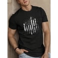 thumbnail image 1 of Men's Distressed American Flag Graphic T-Shirt Retro Patriotic USA Flag Short Sleeve Casual Black Tee, 1 of 6