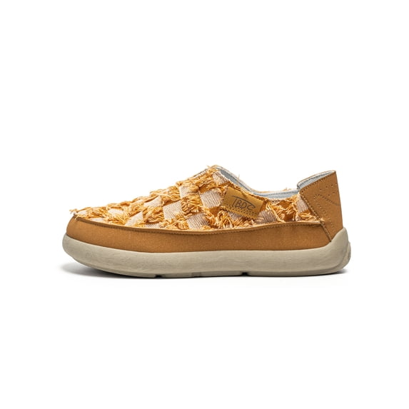 Men's Distressed Canvas Slip-On Sneakers, Casual Low-Top Loafers with Thick Cushioned Sole for Everyday Wear and Streetwear