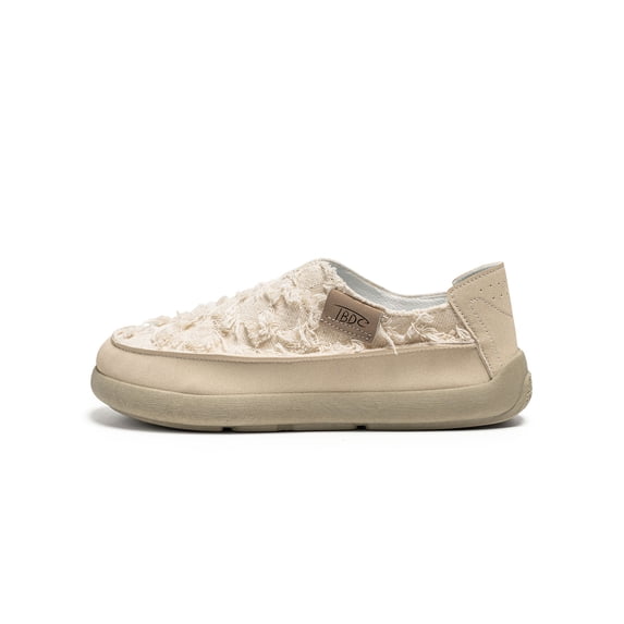 Men's Distressed Canvas Slip-On Sneakers, Casual Low-Top Loafers with Thick Cushioned Sole for Everyday Wear and Streetwear