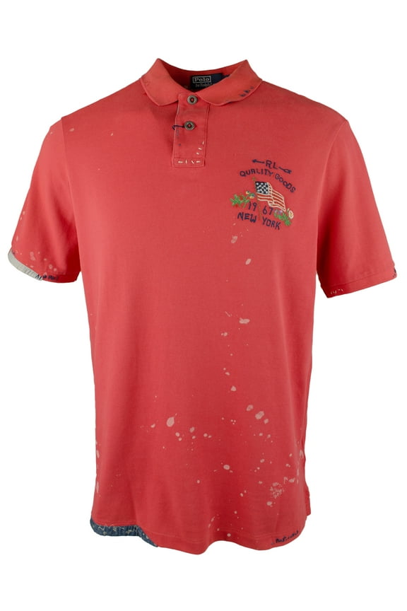 Men's Distressed Classic Painted Patched RL Polo Shirt XX-Large
