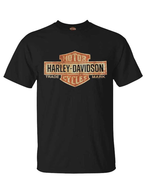 Men's Distressed Elongated Bar & Shield Black T-Shirt 30296553, Harley Davidson