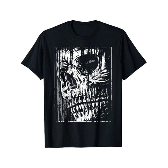 Men's Distressed Gothic Grunge Skull Graphic T-Shirt