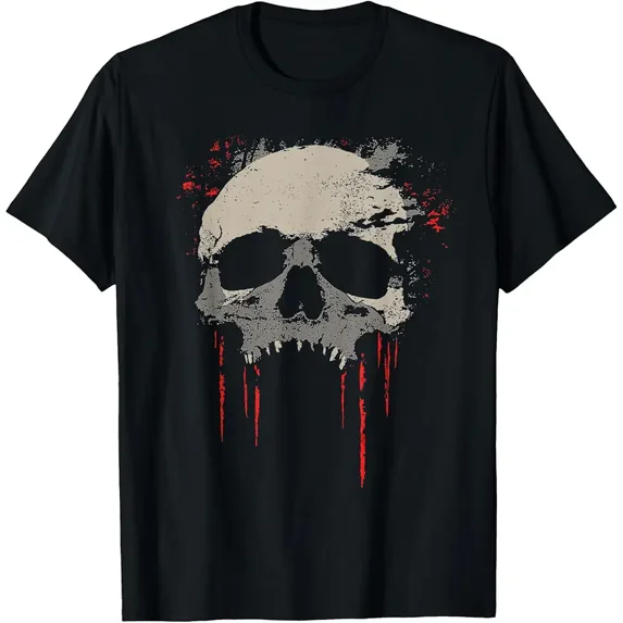 Men's Distressed Gothic Horror Skull T-Shirt