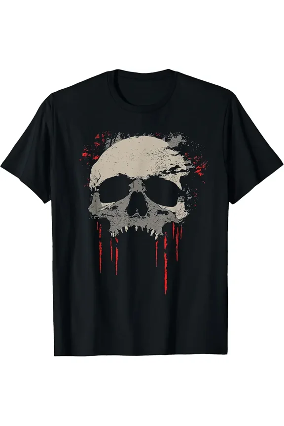 Men's Distressed Gothic Horror Skull T-Shirt