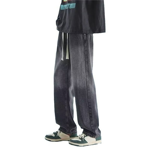 Men's Distressed Gradient Denim Trousers with Rips, Stitched Casual Pants for Everyday Use