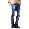 thumbnail image 1 of Men's Distressed Ripped Slim Fit Stretch Denim Biker Jeans, 1 of 6