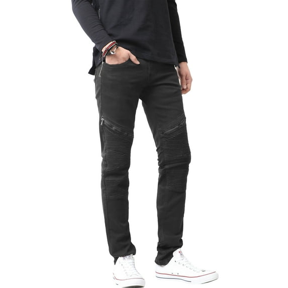Men's Distressed Ripped Slim Fit Stretch Denim Biker Jeans