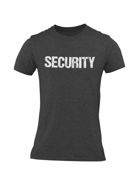 Men's Distressed Security Tee Front & Back Print Dark Heather-White, 2XL
