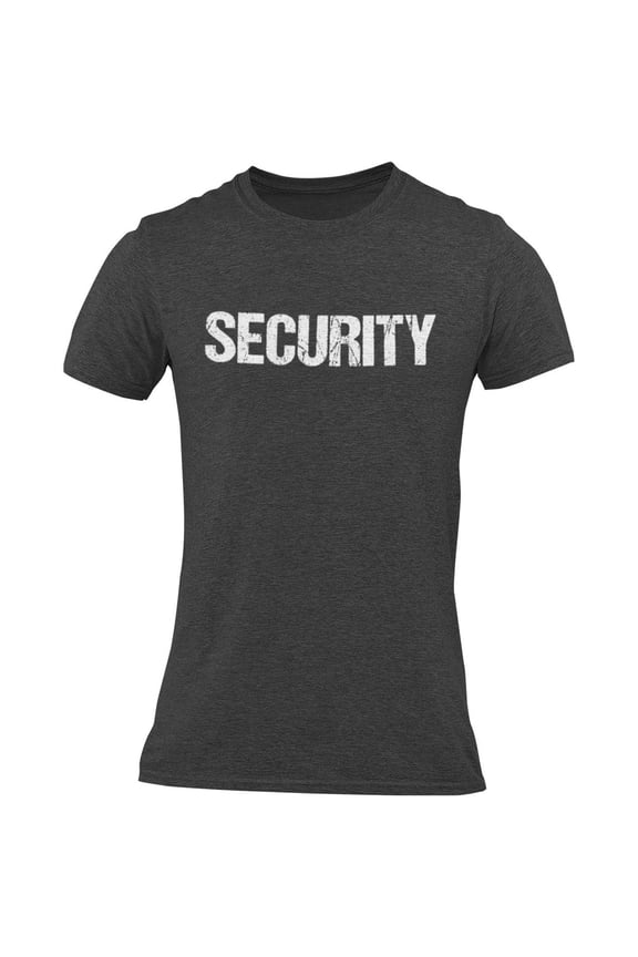 Men's Distressed Security Tee Front & Back Print Dark Heather-White, 2XL