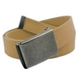 thumbnail image 1 of Men's Distressed Silver Flip Top Military Belt Buckle with Canvas Web Belt Small Khaki, 1 of 3