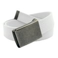 thumbnail image 1 of Men's Distressed Silver Flip Top Military Belt Buckle with Canvas Web Belt X-Large White, 1 of 3