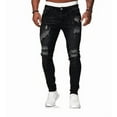 thumbnail image 1 of Men’s Distressed Skinny Fit Ripped Denim Jeans, Deep Wash, XLarge, 1 of 3