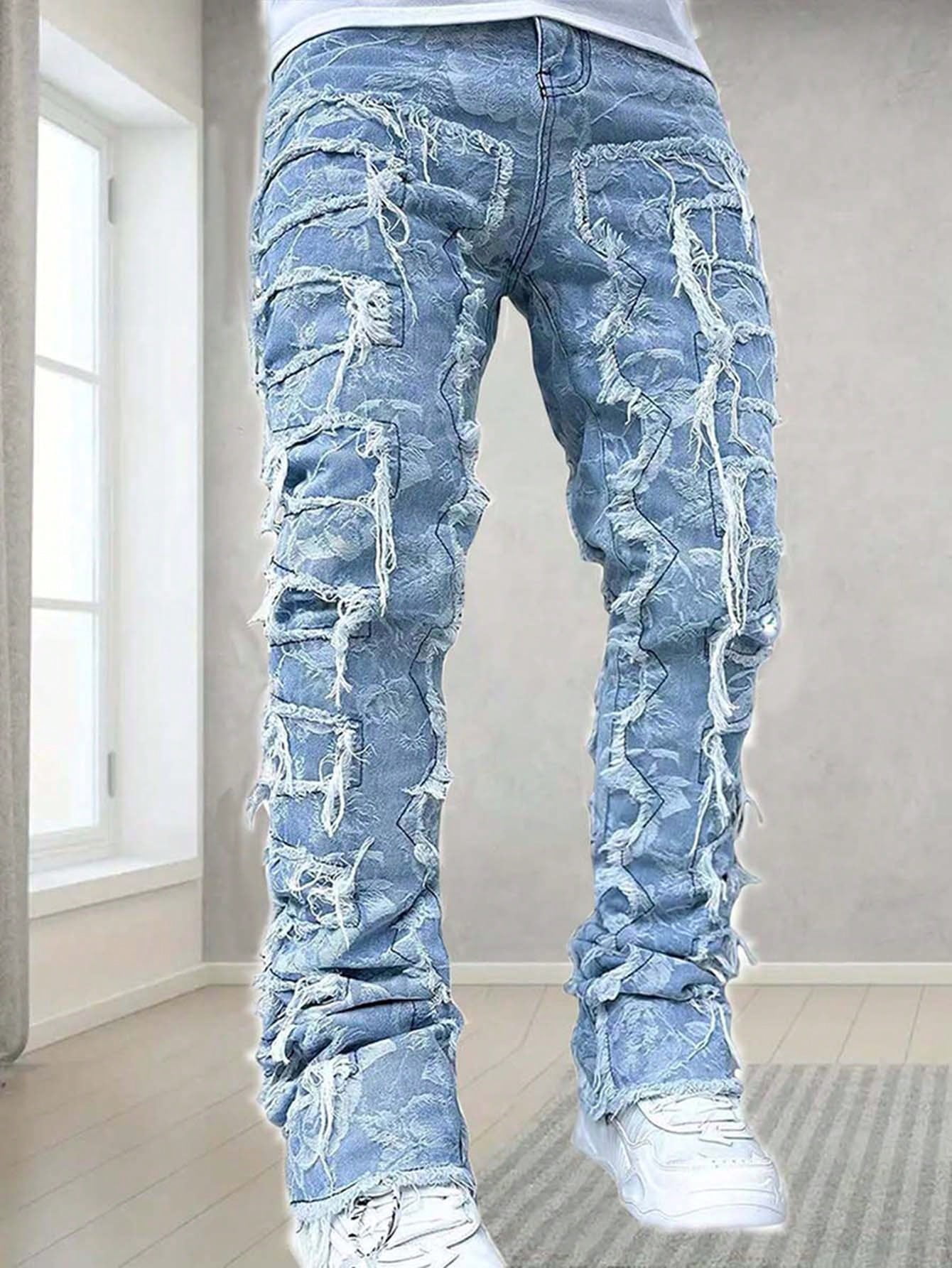 Men's Distressed Slim Fit Casual Jeans