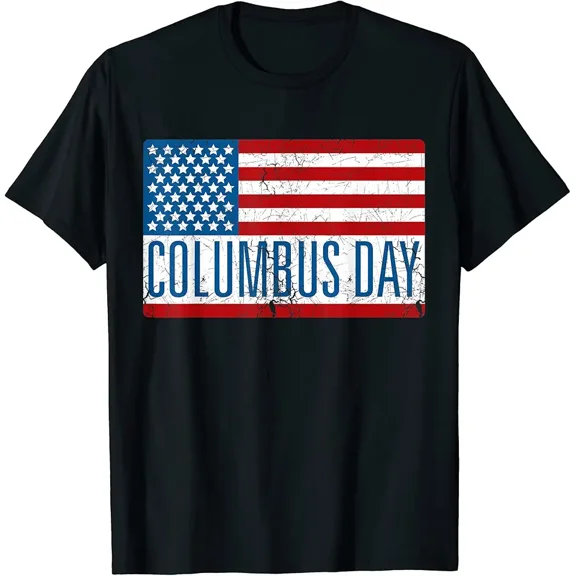 Men's Distressed USA Flag Columbus Day Graphic T-Shirt