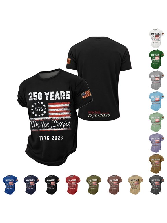 Men's Distressed Vintage American Flag Graphic Tee, Lightweight Breathable Short Sleeve Crew Neck Shirt with Patch Print, Streetwear Casual Top for Summer Daily Wear S-4XL