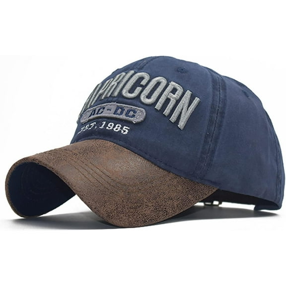 Men's Distressed Vintage Baseball Cap Sun Hat Driver Cap Washed Trucker Hat with PU Leather Front