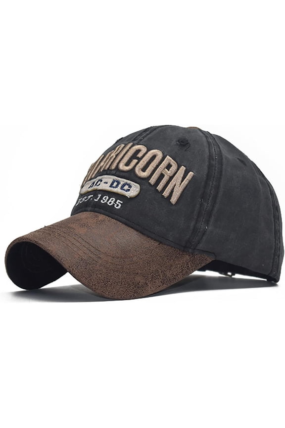 Men's Distressed Vintage Baseball Cap Sun Hat Driver Cap Washed Trucker Hat with PU Leather Front