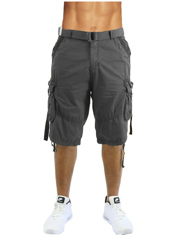 Men's Distressed Vintage Belted Cargo Utility Shorts (Size 30-40)
