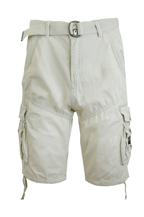 Men's Distressed Vintage Belted Cargo Utility Shorts (Size 30-40)