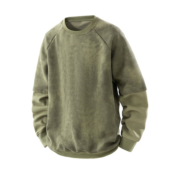 Men's Distressed Vintage Oversized Sweatshirts Stylish Loose Crewneck Raglan Long Sleeve Athletic Pullover Tops