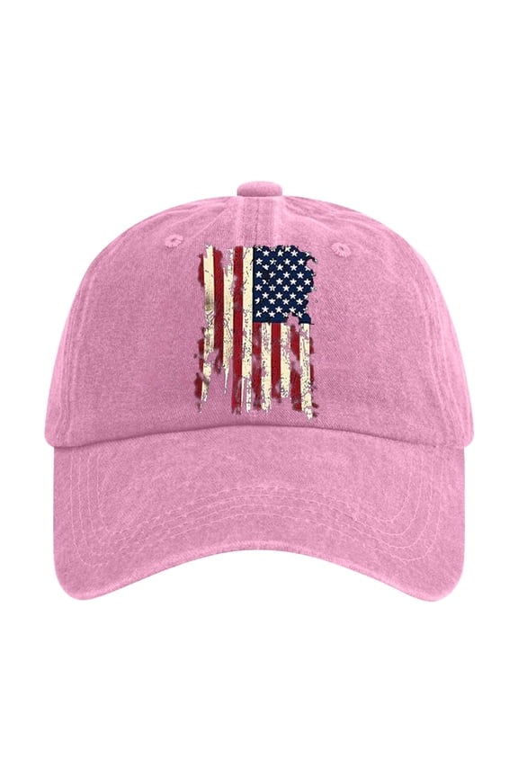 Men's Distressed Washed Cotton Baseball Cap, Vintage Soft Top Dad Hat for Sun Protection, Adjustable Retro Casual Hat for Men's Outdoor Activities, Daily Fashion, and Sports Events - Pink