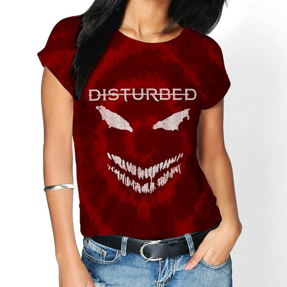 Men's Disturbed Scary Face (Dip-Dye) Tie Dye T-shirt Small Red