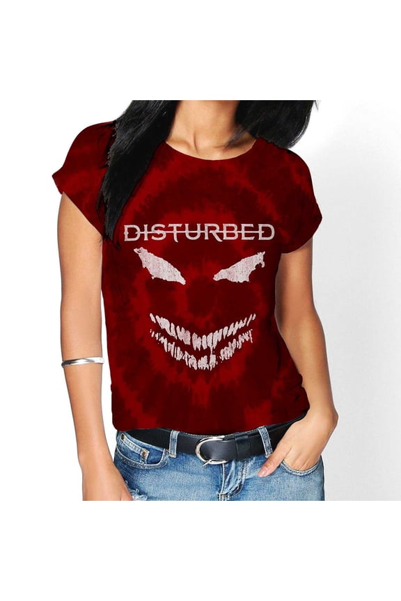Men's Disturbed Scary Face (Dip-Dye) Tie Dye T-shirt Small Red