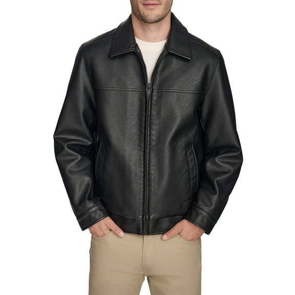 Men's Dockers® Faux Leather Bomber Jacket Color: Black Size: XL