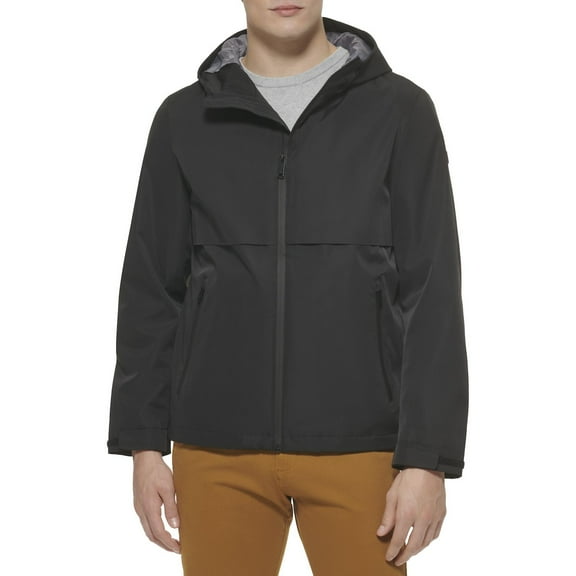 Men's Dockers Go Hooded Rain Jacket Color: Black Size: XXL